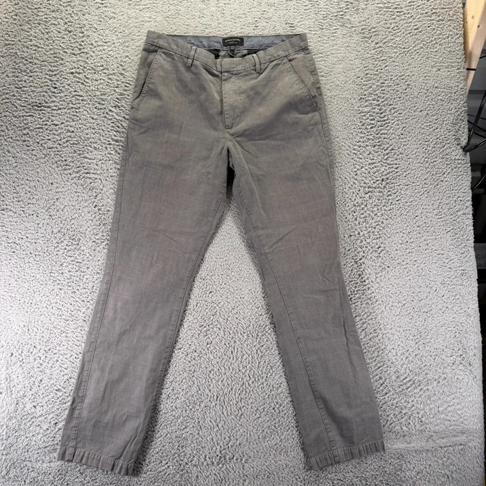 Banana Republic Pant Men 34x33 Gray Cotton Chino Straight Preppy Business Career